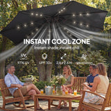 Polyester Tilting Parasol Umbrella With LED Solar Light 263cm Diameter - Velmora