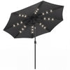 Polyester Tilting Parasol Umbrella With LED Solar Light 263cm Diameter - Velmora