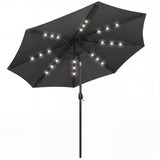 Polyester Tilting Parasol Umbrella With LED Solar Light 263cm Diameter - Velmora