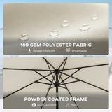 Polyester Tilting Parasol Umbrella With LED Solar Light 263cm Diameter - Velmora