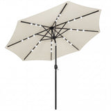 Polyester Tilting Parasol Umbrella With LED Solar Light 263cm Diameter - Velmora