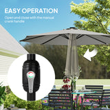 Polyester Tilting Parasol Umbrella With LED Solar Light 263cm Diameter - Velmora