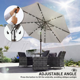 Polyester Tilting Parasol Umbrella With LED Solar Light 263cm Diameter - Velmora