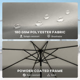 Polyester Tilting Parasol Umbrella With LED Solar Light 263cm Diameter - Velmora