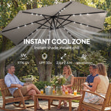 Polyester Tilting Parasol Umbrella With LED Solar Light 263cm Diameter - Velmora