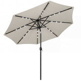 Polyester Tilting Parasol Umbrella With LED Solar Light 263cm Diameter - Velmora