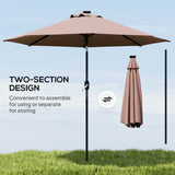 Polyester Tilting Parasol Umbrella With LED Solar Light 269cm Diameter - Velmora