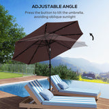 Polyester Tilting Parasol Umbrella With LED Solar Light 269cm Diameter - Velmora