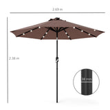 Polyester Tilting Parasol Umbrella With LED Solar Light 269cm Diameter - Velmora
