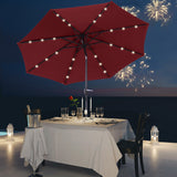 Polyester Tilting Parasol Umbrella With LED Solar Light 269cm Diameter - Velmora