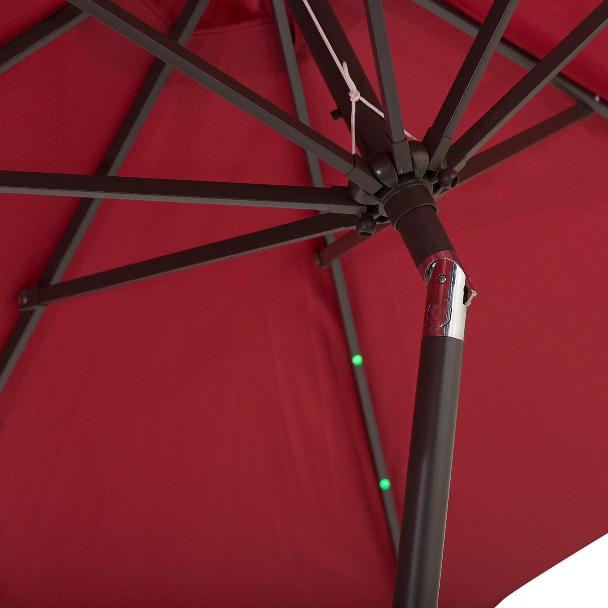 Polyester Tilting Parasol Umbrella With LED Solar Light 269cm Diameter - Velmora