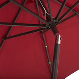 Polyester Tilting Parasol Umbrella With LED Solar Light 269cm Diameter - Velmora