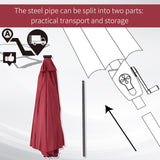 Polyester Tilting Parasol Umbrella With LED Solar Light 269cm Diameter - Velmora