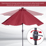 Polyester Tilting Parasol Umbrella With LED Solar Light 269cm Diameter - Velmora