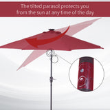 Polyester Tilting Parasol Umbrella With LED Solar Light 269cm Diameter - Velmora