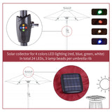 Polyester Tilting Parasol Umbrella With LED Solar Light 269cm Diameter - Velmora