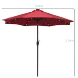 Polyester Tilting Parasol Umbrella With LED Solar Light 269cm Diameter - Velmora