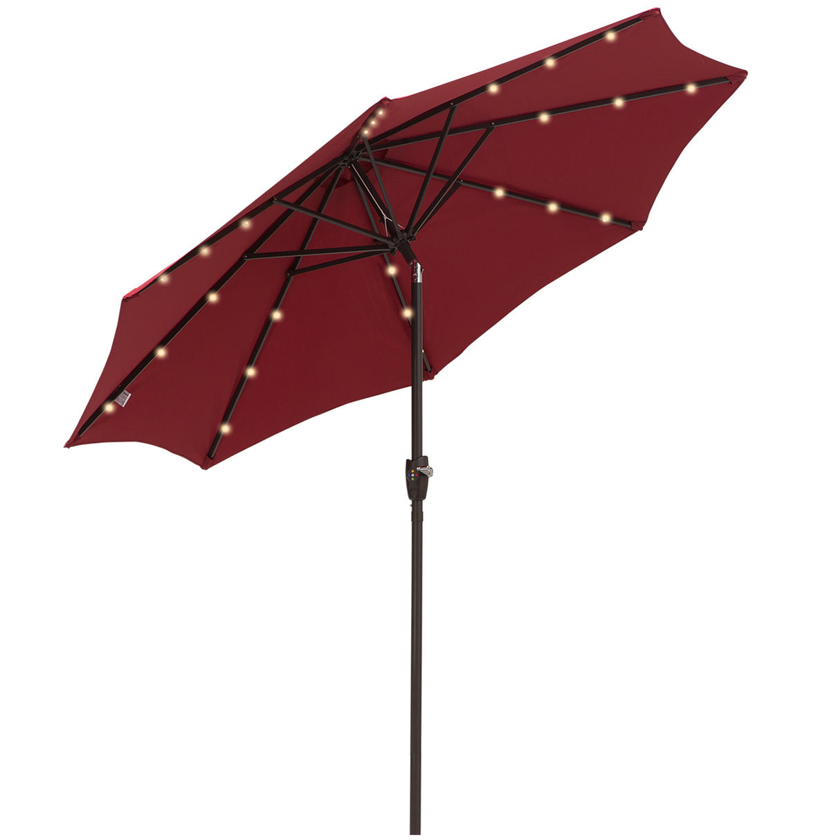 Polyester Tilting Parasol Umbrella With LED Solar Light 269cm Diameter - Velmora
