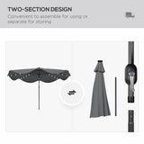 Polyester Tilting Parasol Umbrella With LED Solar Light 292cm Diameter - Velmora