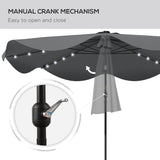 Polyester Tilting Parasol Umbrella With LED Solar Light 292cm Diameter - Velmora