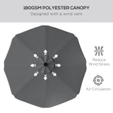 Polyester Tilting Parasol Umbrella With LED Solar Light 292cm Diameter - Velmora