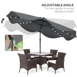 Polyester Tilting Parasol Umbrella With LED Solar Light 292cm Diameter - Velmora
