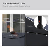 Polyester Tilting Parasol Umbrella With LED Solar Light 292cm Diameter - Velmora