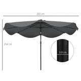 Polyester Tilting Parasol Umbrella With LED Solar Light 292cm Diameter - Velmora