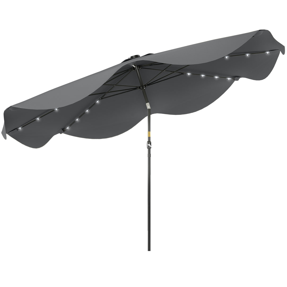 Polyester Tilting Parasol Umbrella With LED Solar Light 292cm Diameter - Velmora