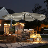 Polyester Tilting Parasol Umbrella With LED Solar Light 292cm Diameter - Velmora