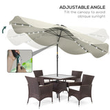 Polyester Tilting Parasol Umbrella With LED Solar Light 292cm Diameter - Velmora