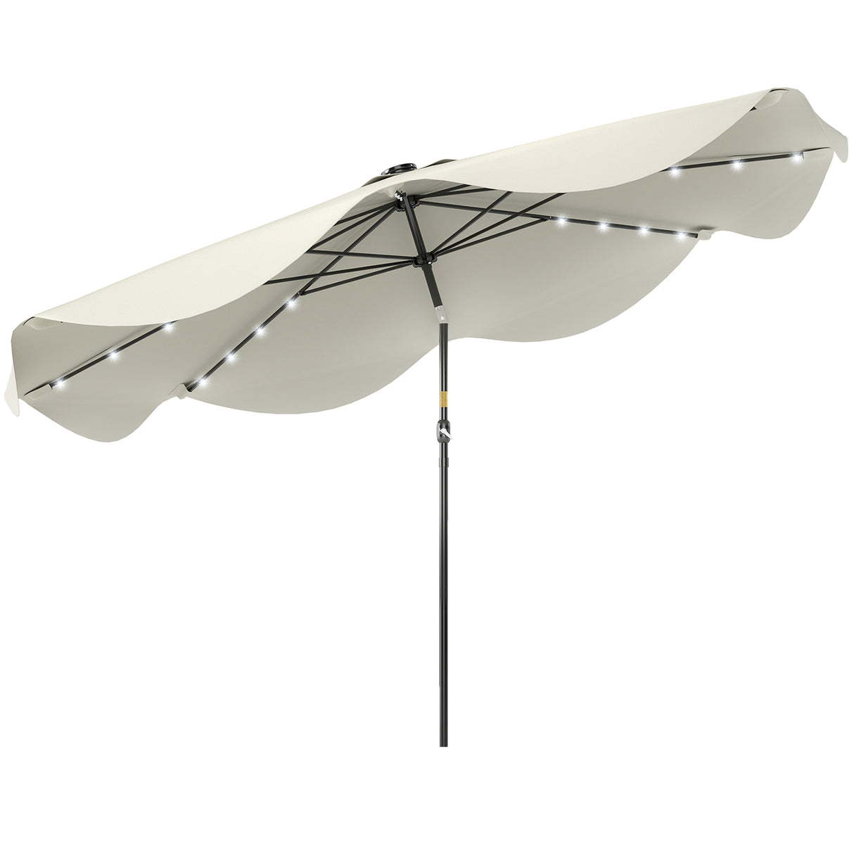 Polyester Tilting Parasol Umbrella With LED Solar Light 292cm Diameter - Velmora