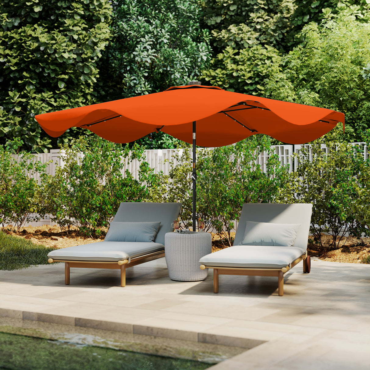 Polyester Tilting Parasol Umbrella With LED Solar Light 292cm Diameter - Velmora