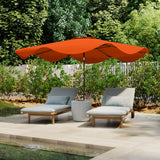 Polyester Tilting Parasol Umbrella With LED Solar Light 292cm Diameter - Velmora