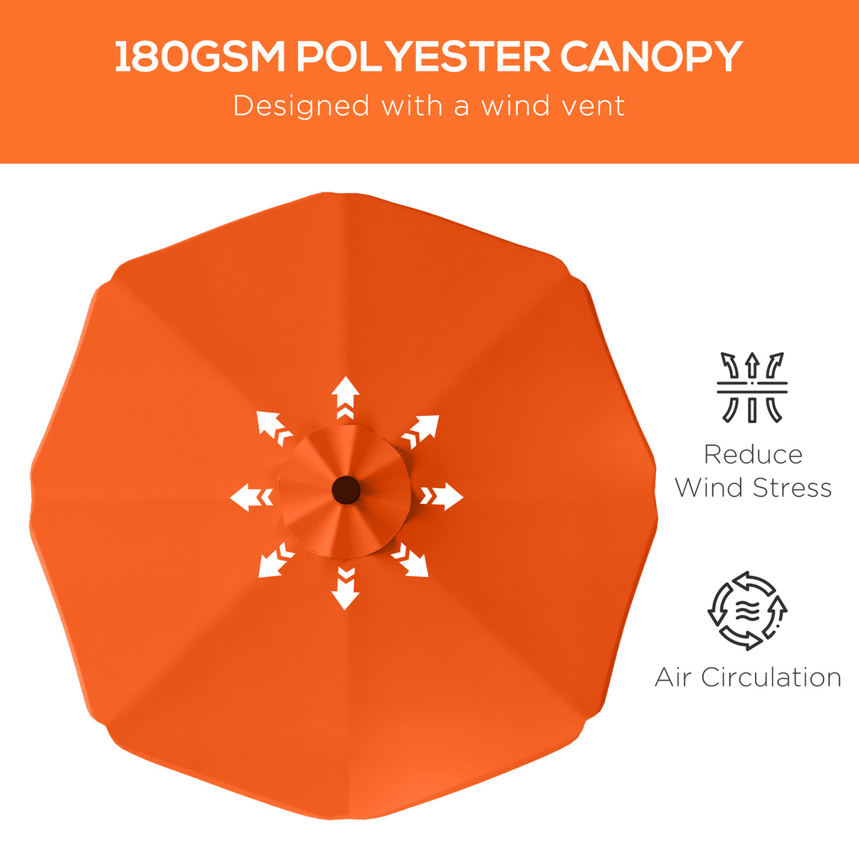 Polyester Tilting Parasol Umbrella With LED Solar Light 292cm Diameter - Velmora