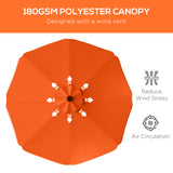 Polyester Tilting Parasol Umbrella With LED Solar Light 292cm Diameter - Velmora