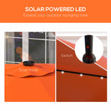 Polyester Tilting Parasol Umbrella With LED Solar Light 292cm Diameter - Velmora
