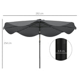 Polyester Tilting Parasol Umbrella With LED Solar Light 292cm Diameter - Velmora