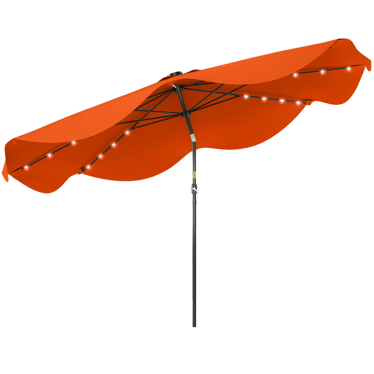 Polyester Tilting Parasol Umbrella With LED Solar Light 292cm Diameter - Velmora