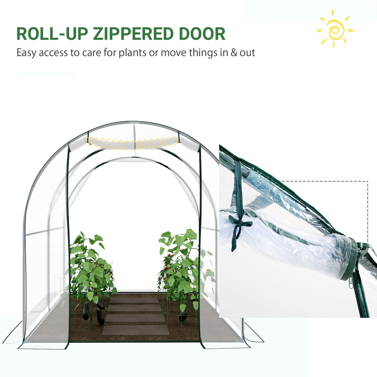Polyethylene Garden Greenhouse 250cm Length - Velmora