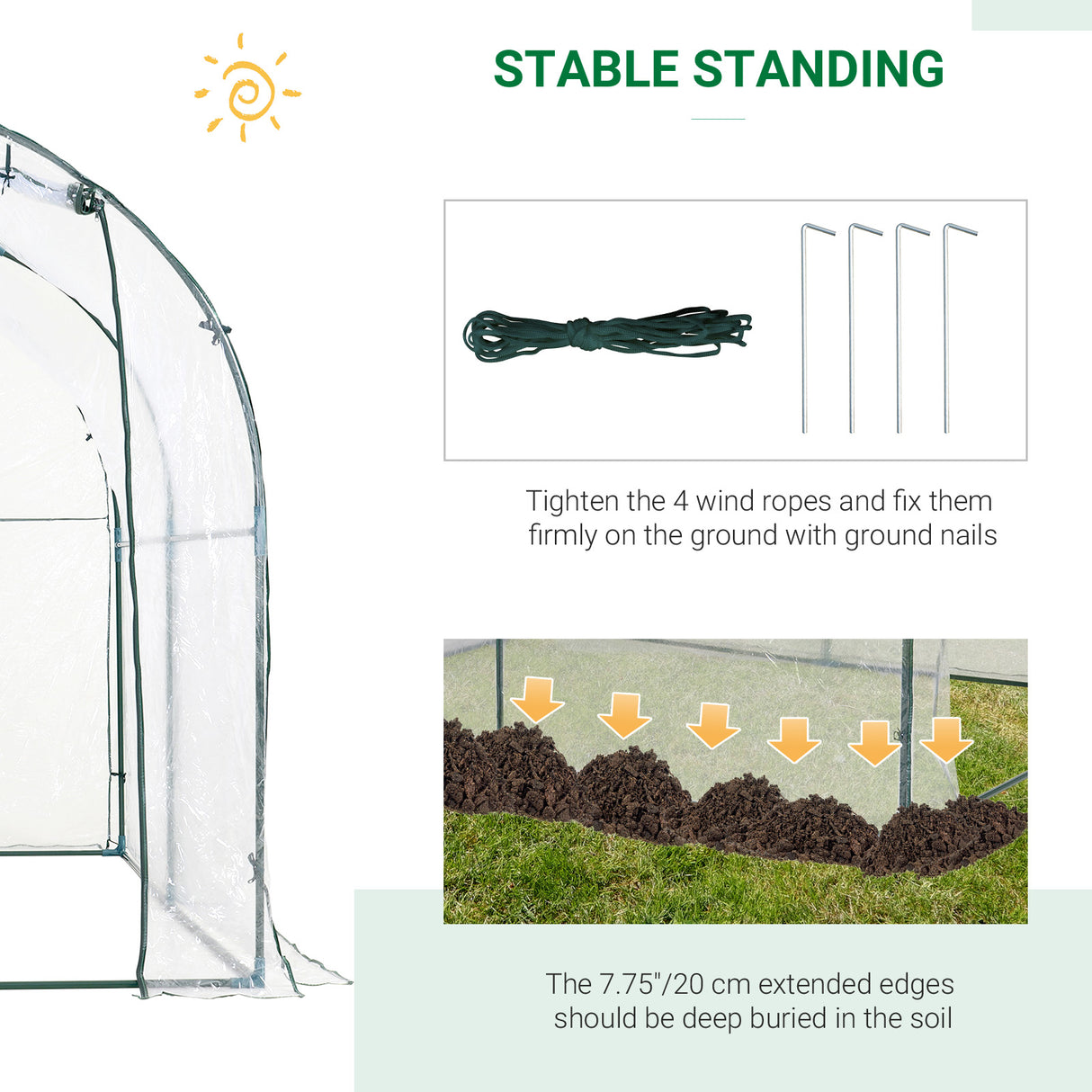 Polyethylene Garden Greenhouse 250cm Length - Velmora