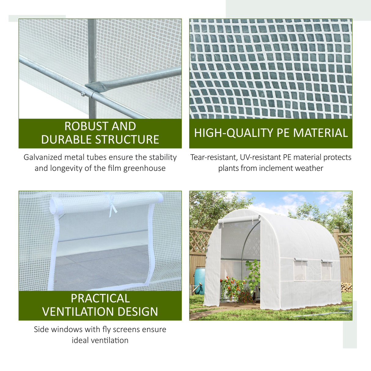 Polyethylene Garden Greenhouse 250cm Length - Velmora