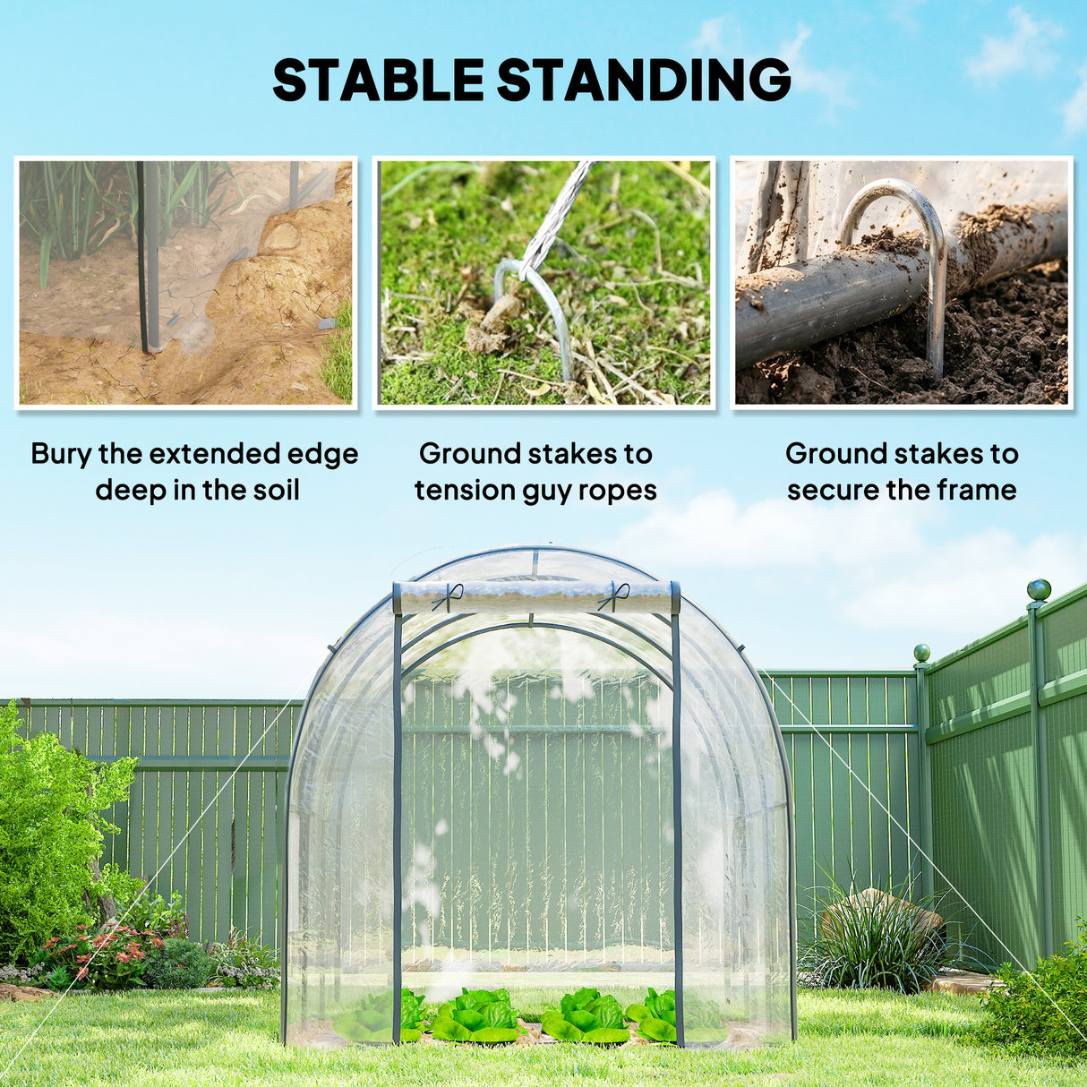 Polyethylene Garden Greenhouse 300cm Length - Velmora