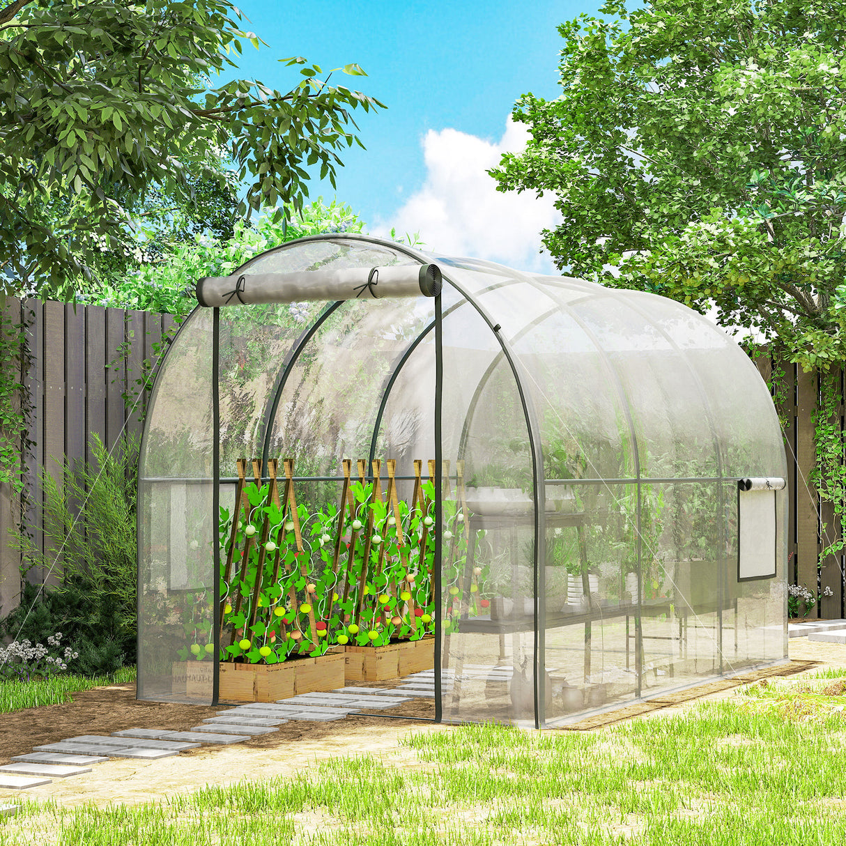 Polyethylene Garden Greenhouse 300cm Length - Velmora