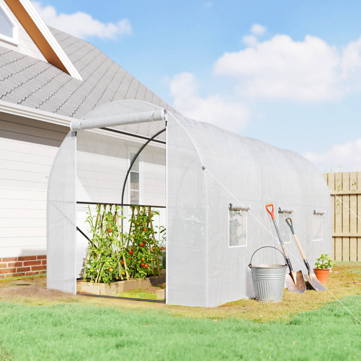 Polyethylene Garden Greenhouse 350cm Length - Velmora