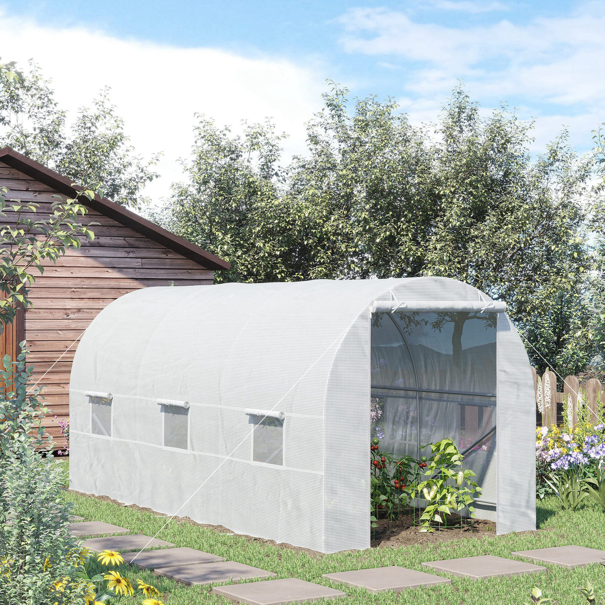 Polyethylene Garden Greenhouse 445cm Length - Velmora