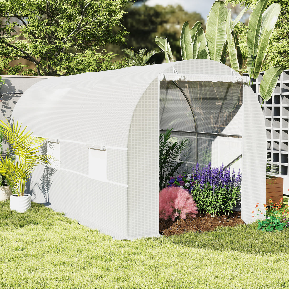 Polyethylene Garden Greenhouse 445cm Length - Velmora