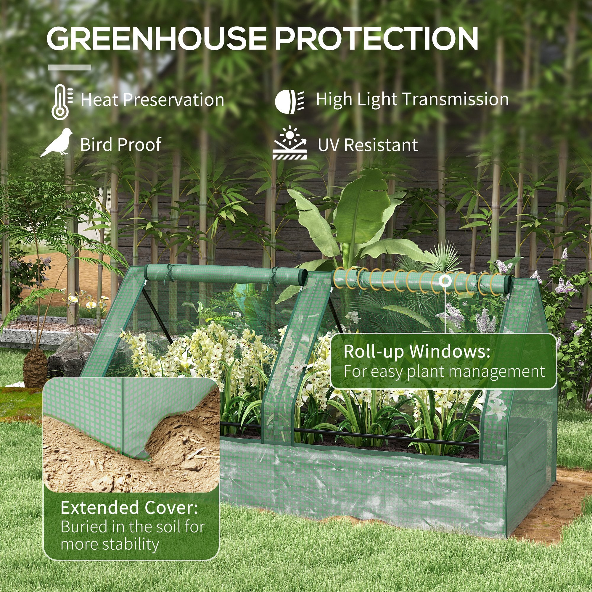 Polyethylene Outdoor Garden Planter Box 185cm Wide - Velmora