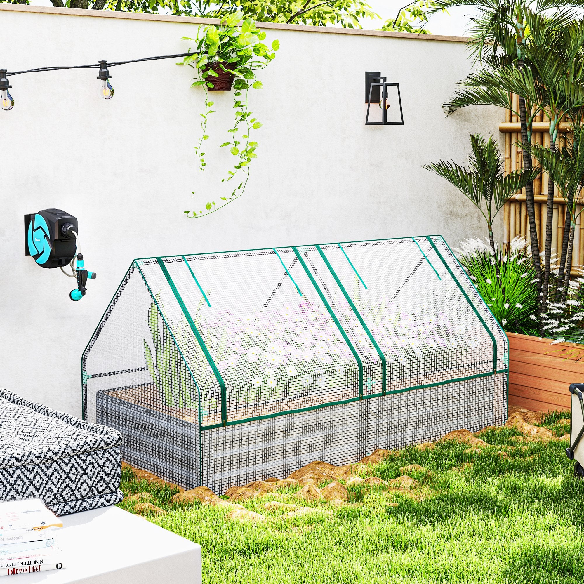 Polyethylene Outdoor Garden Planter Box 185cm Wide - Velmora