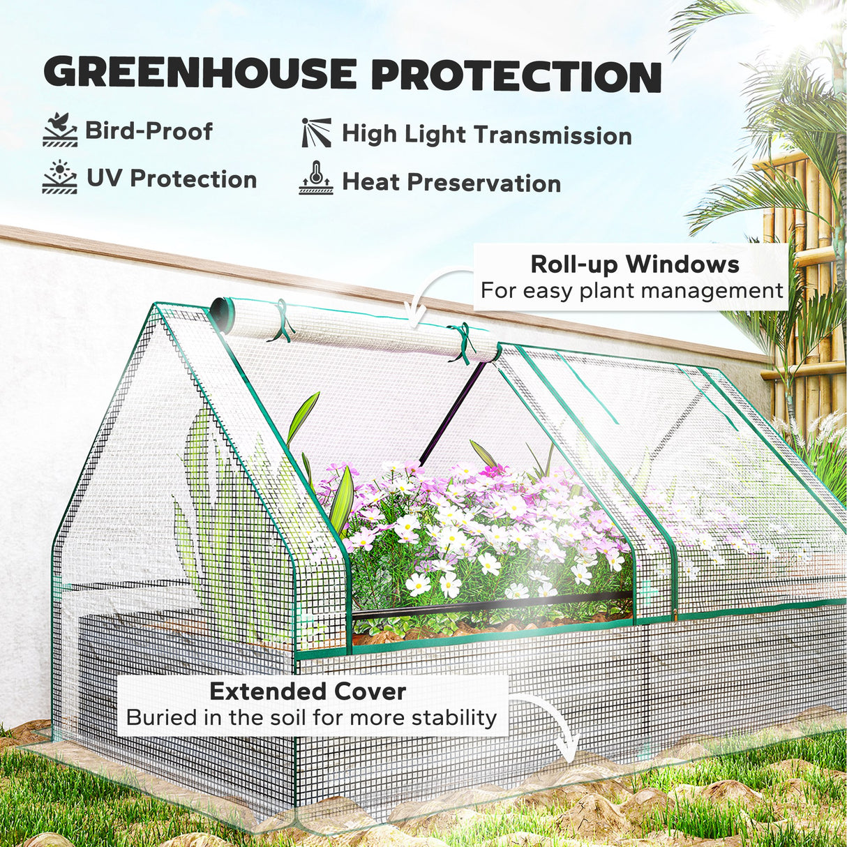 Polyethylene Outdoor Garden Planter Box 185cm Wide - Velmora